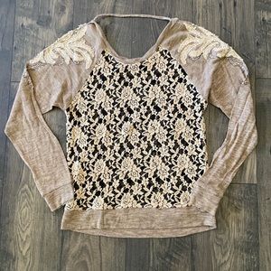 Miss me sheer brown tan sweater top